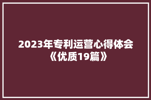 2023年专利运营心得体会《优质19篇》 办公写作