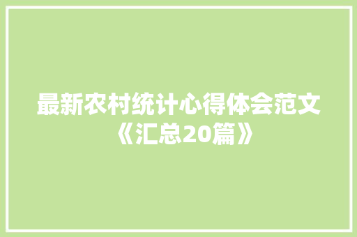 最新农村统计心得体会范文《汇总20篇》 承诺书