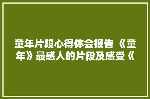 童年片段心得体会报告 《童年》最感人的片段及感受《2篇》 简历资料
