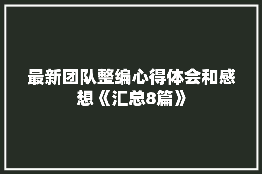 最新团队整编心得体会和感想《汇总8篇》 文秘写作