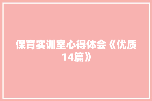 保育实训室心得体会《优质14篇》 担保书
