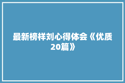 最新榜样刘心得体会《优质20篇》 简历