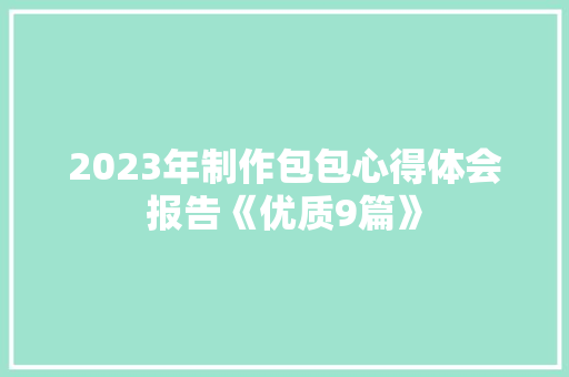 2023年制作包包心得体会报告《优质9篇》 社会论文