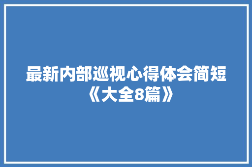 最新内部巡视心得体会简短《大全8篇》 论文