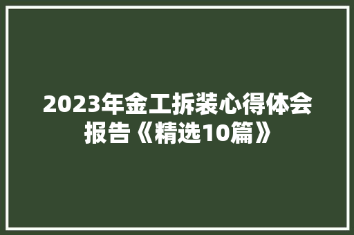 2023年金工拆装心得体会报告《精选10篇》 面试技巧