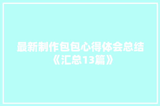 最新制作包包心得体会总结《汇总13篇》 承诺书