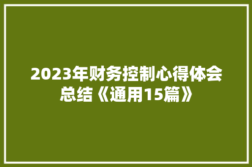 2023年财务控制心得体会总结《通用15篇》 论文