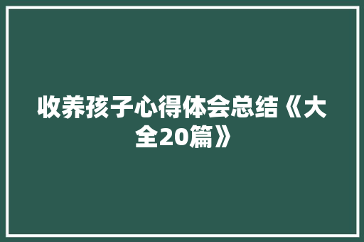收养孩子心得体会总结《大全20篇》 保证书