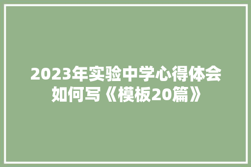 2023年实验中学心得体会如何写《模板20篇》 公证书