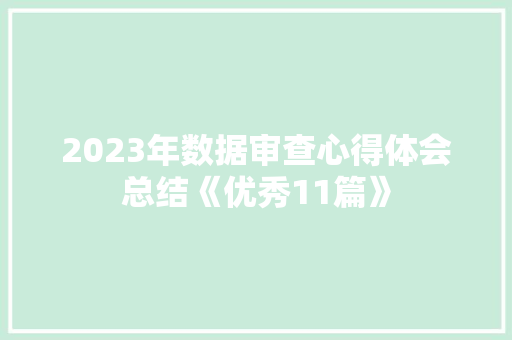 2023年数据审查心得体会总结《优秀11篇》 面试技巧