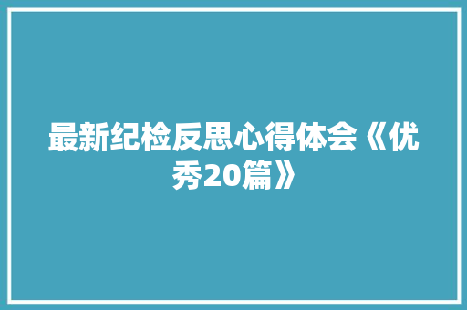 最新纪检反思心得体会《优秀20篇》 社会论文