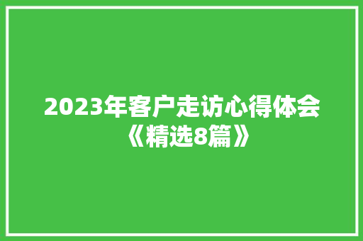 2023年客户走访心得体会《精选8篇》 办公写作