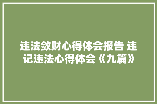 违法敛财心得体会报告 违记违法心得体会《九篇》 英文简历