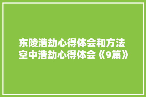 东陵浩劫心得体会和方法 空中浩劫心得体会《9篇》 社会论文