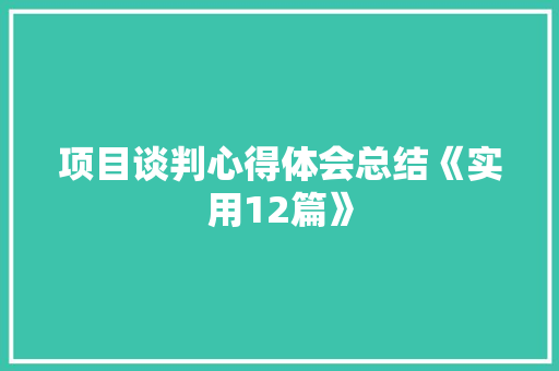 项目谈判心得体会总结《实用12篇》 论文
