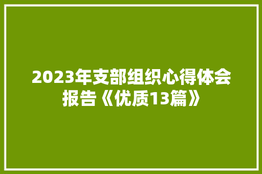 2023年支部组织心得体会报告《优质13篇》 文秘写作