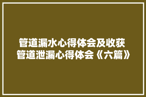 管道漏水心得体会及收获 管道泄漏心得体会《六篇》 个人简历