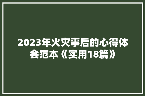 2023年火灾事后的心得体会范本《实用18篇》 个人写作 2023年火灾事后的心得体会范本《实用18篇》 个人写作
