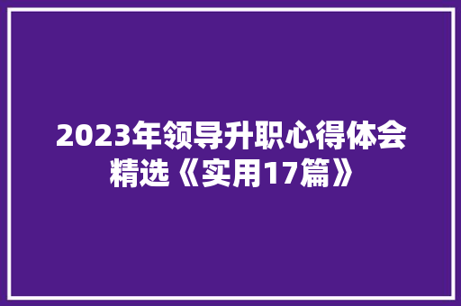 2023年领导升职心得体会精选《实用17篇》 简历