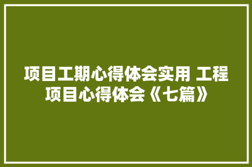 项目工期心得体会实用 工程项目心得体会《七篇》 公证书