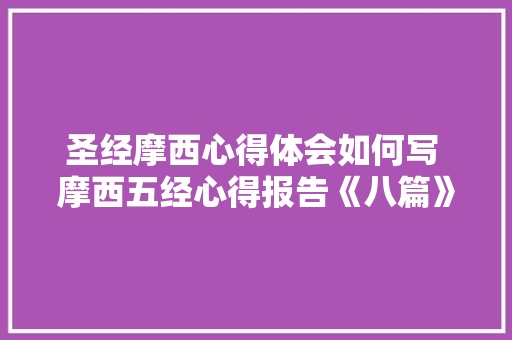 圣经摩西心得体会如何写 摩西五经心得报告《八篇》 简历